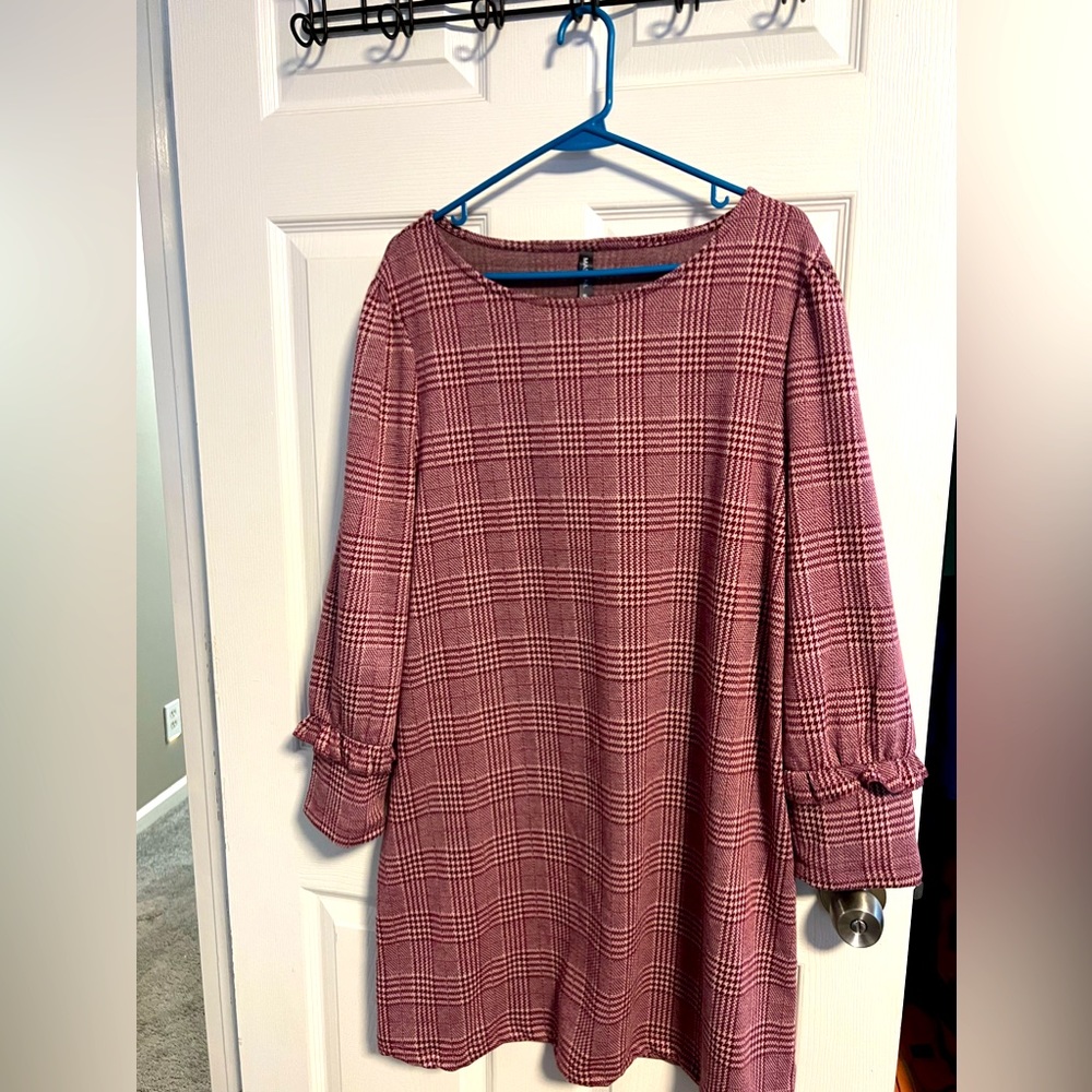 Pink tweed shirt dress